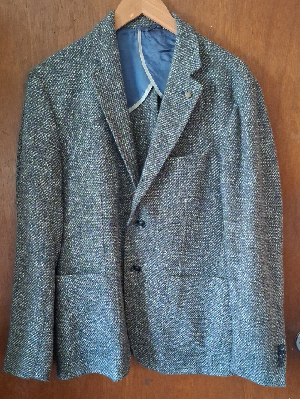 Roberto Verino Men's Textured Tweed Sport Coat Blue Gray NEW Sz L 42R